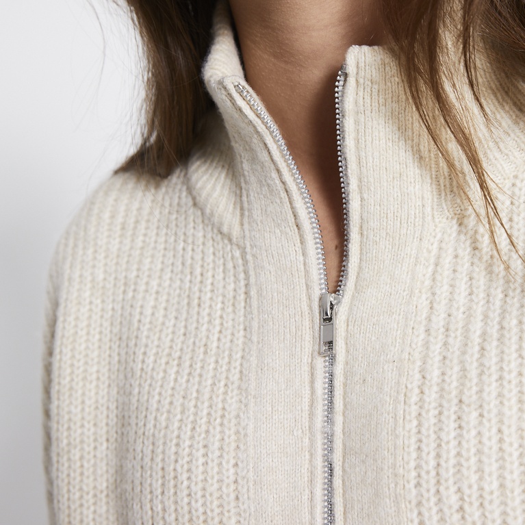 Zip knit cardigan "Zip Cardigan" Ivory